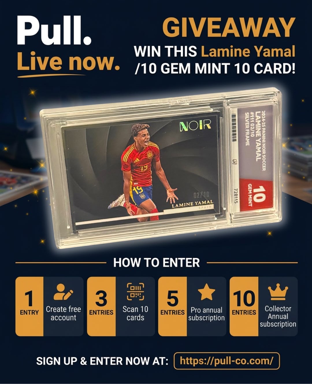 Win this Lamine Yamal /10 Gem Mint 10 card — Pull. Giveaway